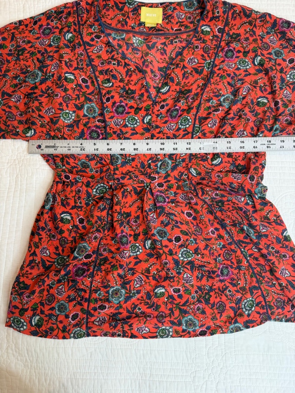 Maeve Anthropologie Top Sz M 100% Silk Maes Kimono Tie Back Blouse Floral - Picture 9 of 11